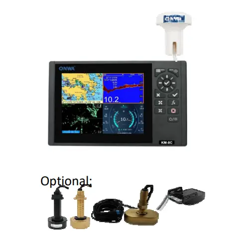 Onwa KM-8C 8-inch Color TFT LCD GPS Chart Plotter with EchoSounder MFD