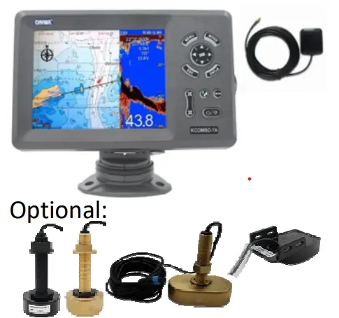 Onwa KCombo-7A 7- inch GPS Chart Plotter with 600W Fish Finder and Class B+ AIS Transponder